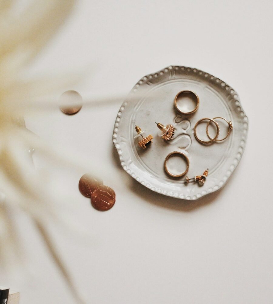 gold-colored jewelries